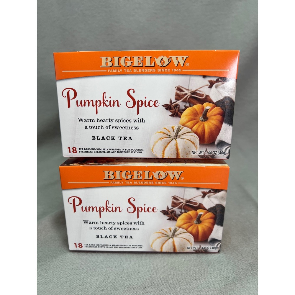 Bigelow Pumpkin Spice Black Tea Orange Limited Edition Fall Autumn 2‎ Boxes 36ct